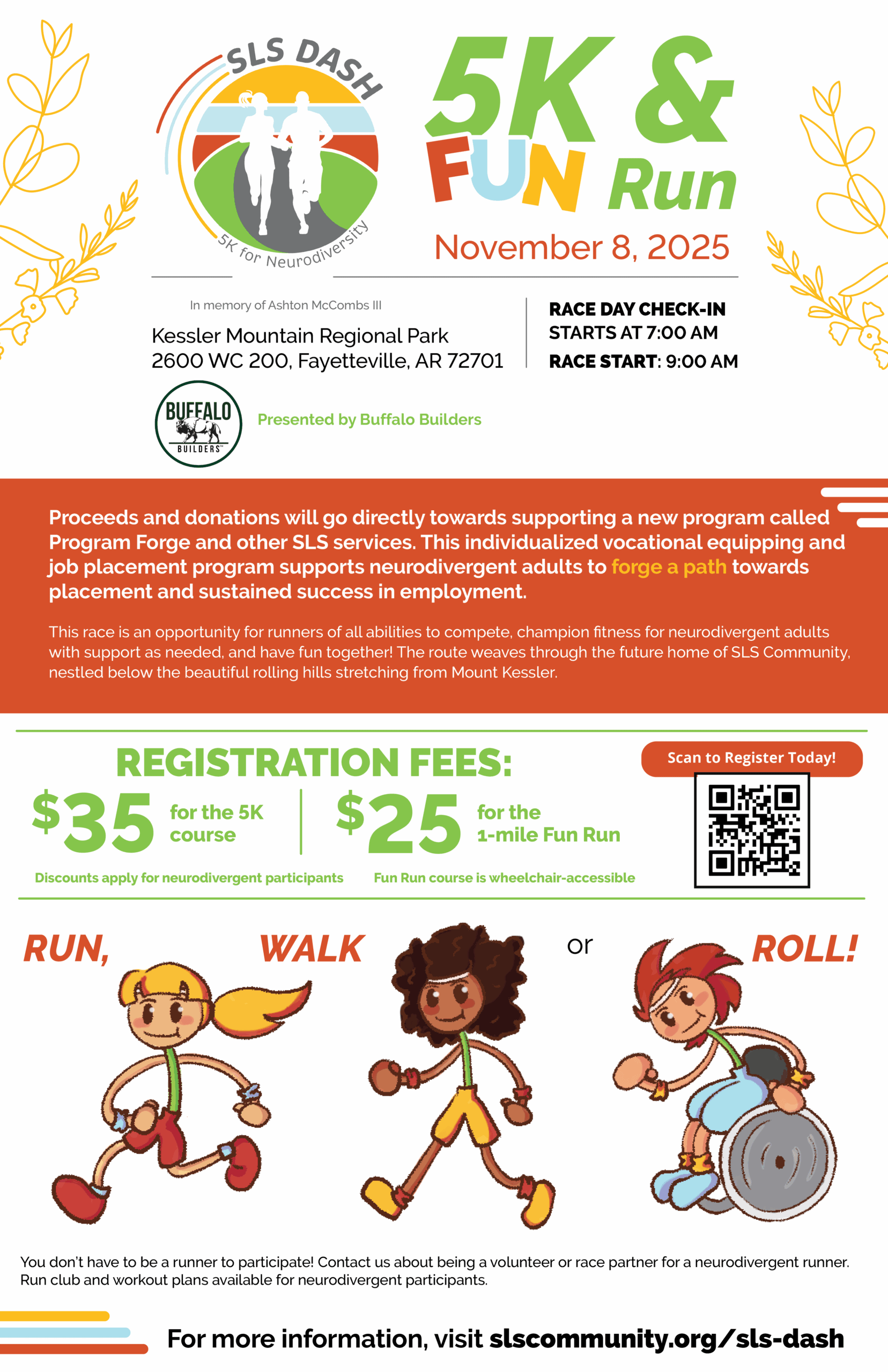 SLS Community Hosting 2025 SLS Dash 5K & Fun Run for Neurodiversity on November 8th 3 SLS Dash Race Flyer scaled